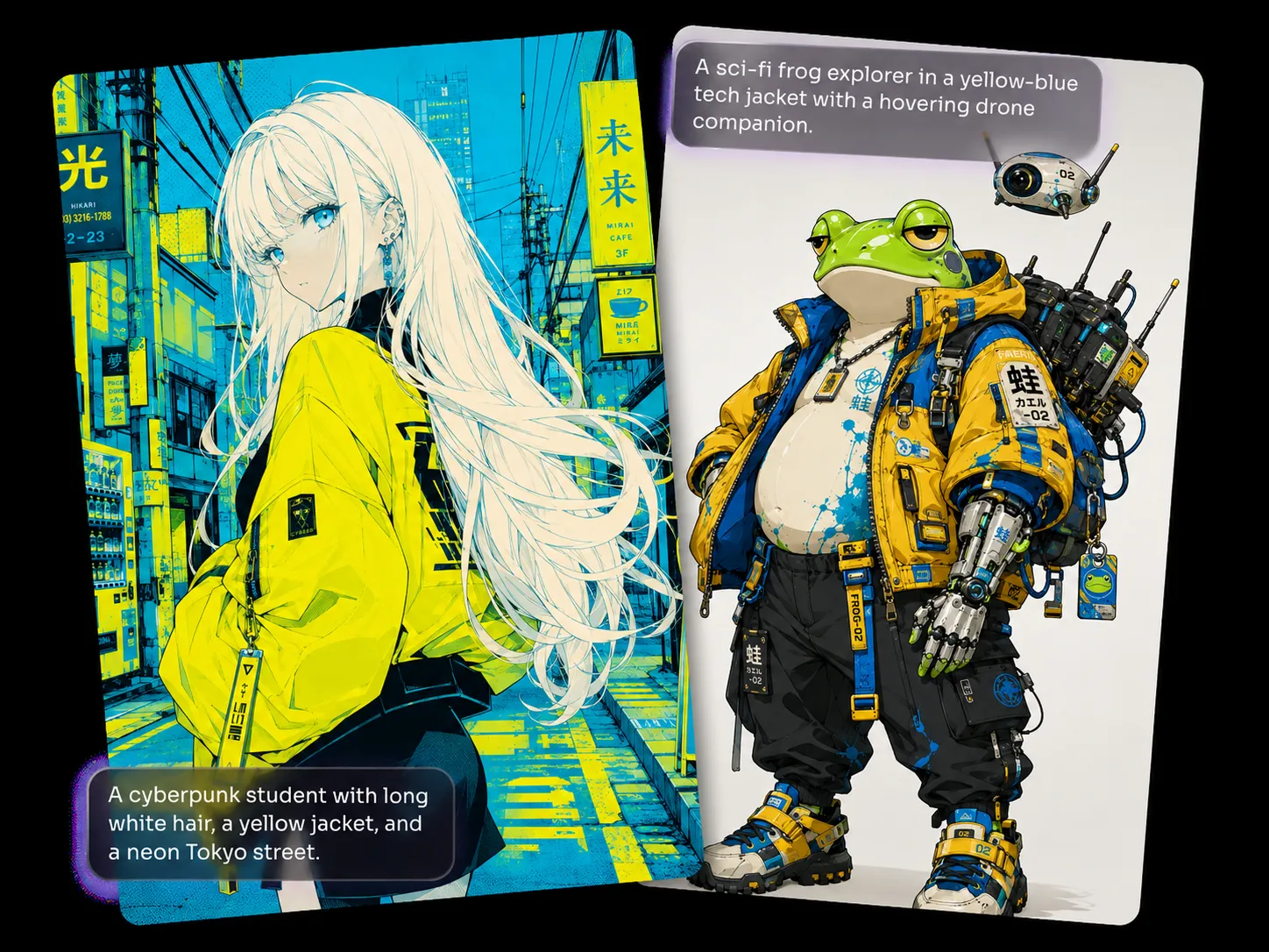 Original anime character concepts created with the LumeArt Anime OC Maker