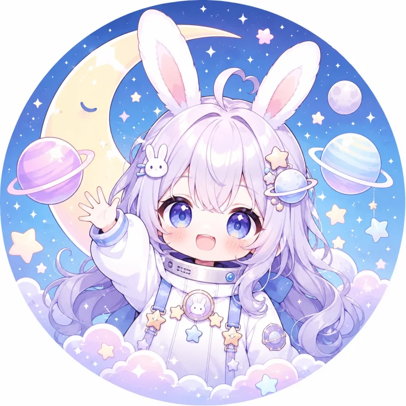 Chibi bunny astronaut anime profile picture in space