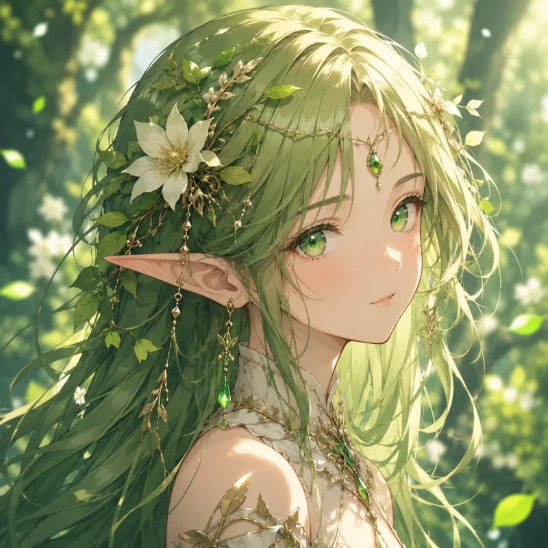 Green-haired forest elf anime profile picture