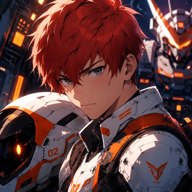 Red-haired mecha pilot anime profile picture