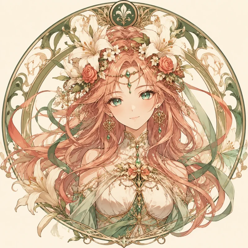 Floral art nouveau anime princess profile picture