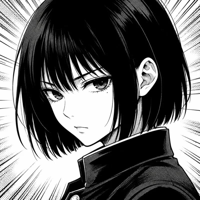 Black-and-white manga girl profile picture