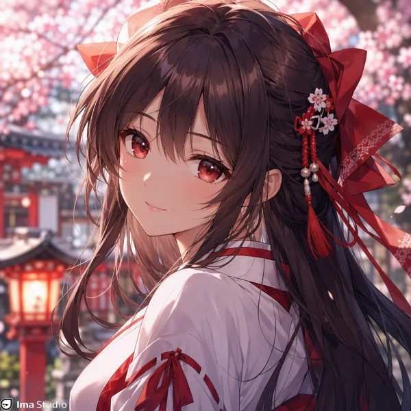 Cherry blossom shrine maiden anime profile picture